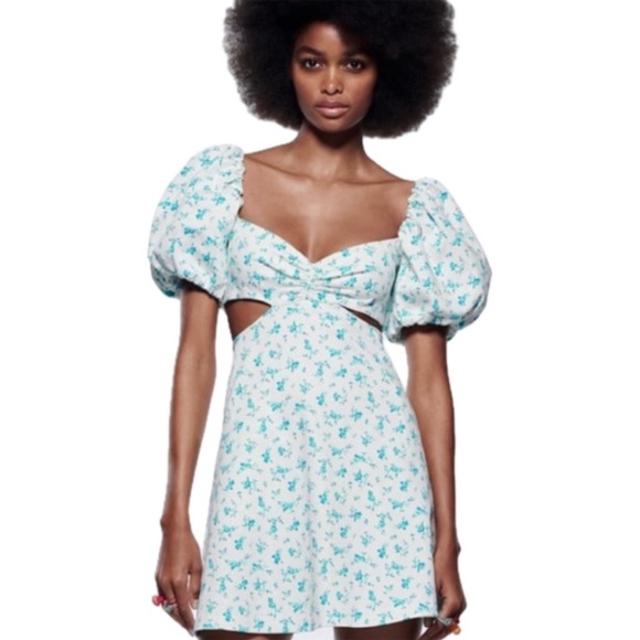 Zara Floral Cut Out Dress - Picture 1 of 15